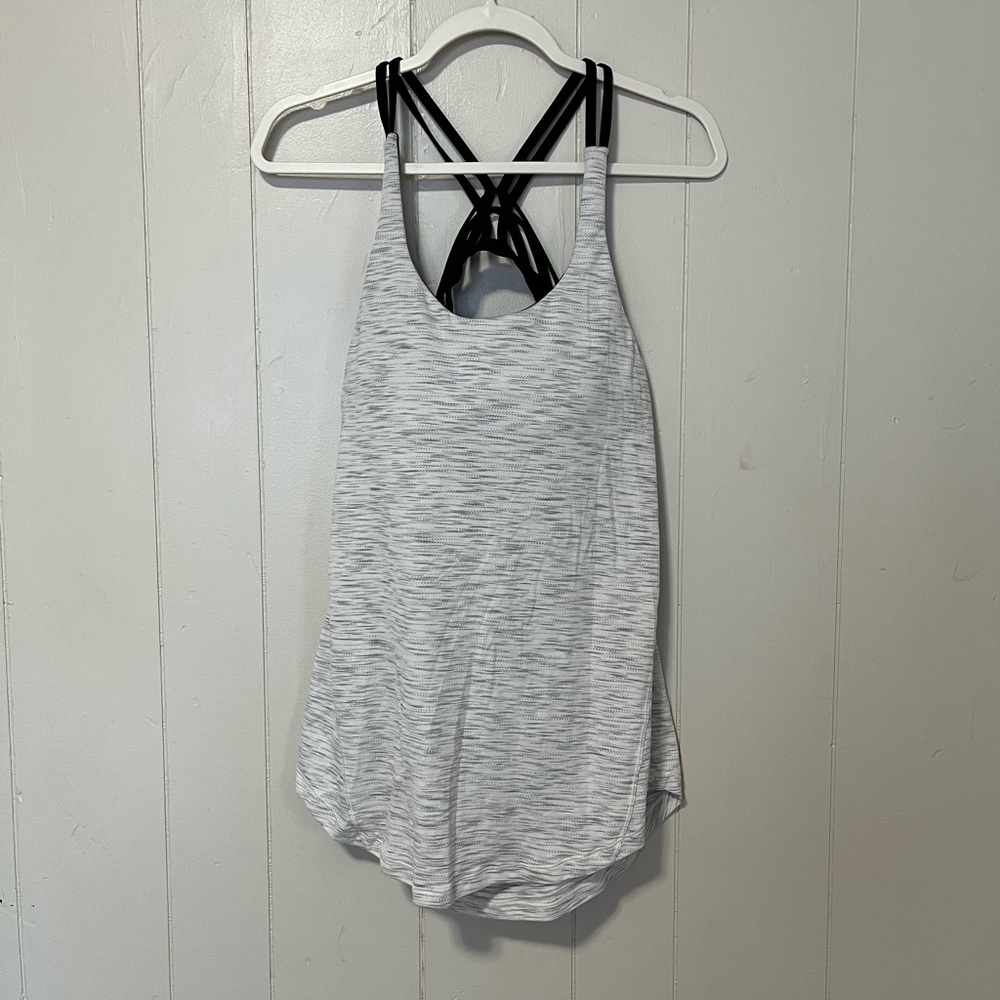 Lululemon Lighten Up Sports Bra Open Back Criss Cross Straps Draped Tank Top